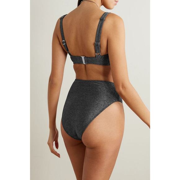 Form And Fold Dg The Crop Metallic Underwired Bikini Top - 32 Dd - - Picture 3 of 4